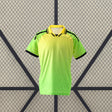 Vista frontal de la camiseta RCD Espanyol 26-27 tercera equipación en amarillo y verde lima con cuello polo y detalles negros