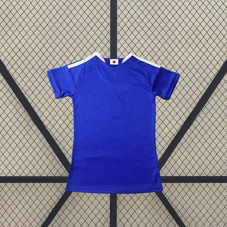 Vista trasera de la Camiseta Japón mujer 26-27 local Mundial 2026 en azul con detalle de bandera en el cuello