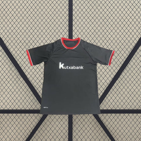 Camiseta Athletic de Bilbao 26-27 visitante frontal en gris oscuro con cuello y mangas en rojo