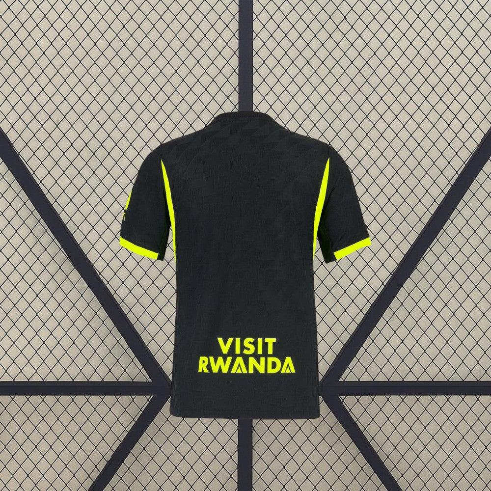 Camiseta Atlético de Madrid 26-27 visitante vista trasera con detalles amarillo flúor en mangas y espalda