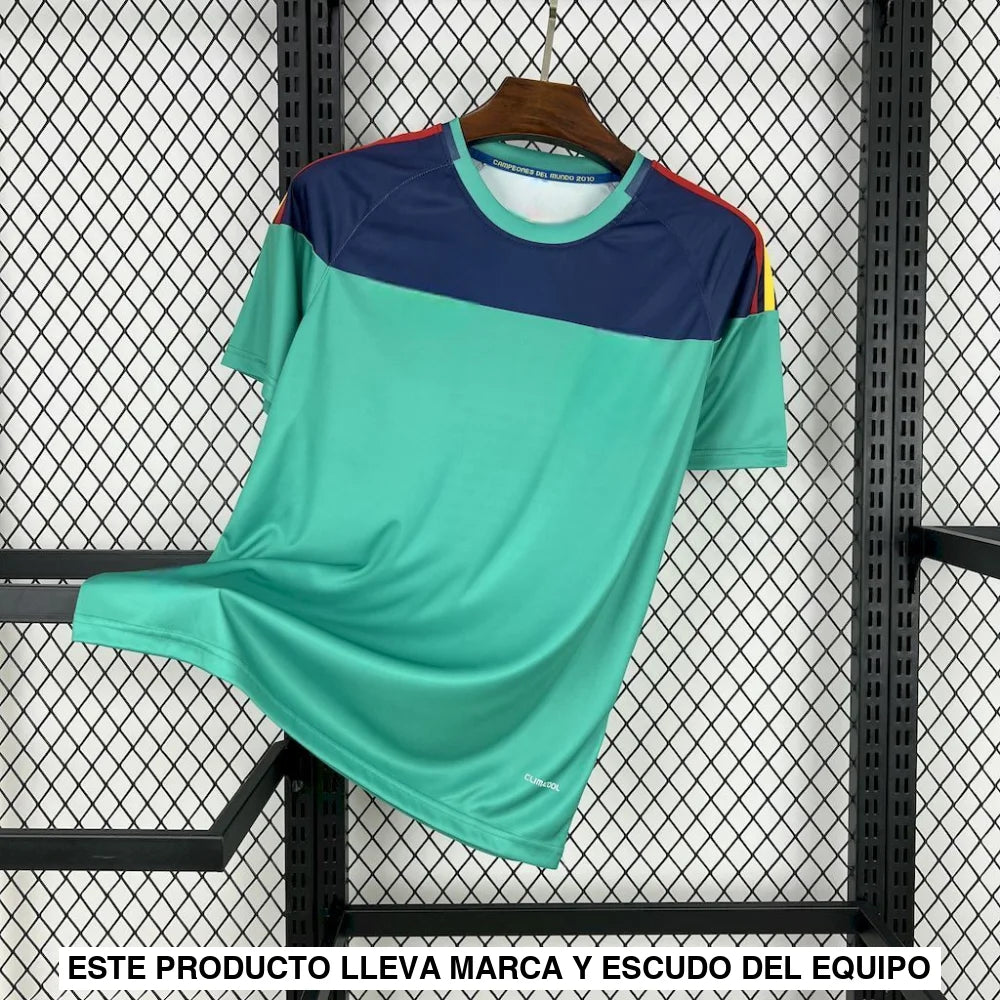 Camiseta España 2010 Portero Azul/verde (Versión Retro) Camiseta Fan