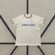 Camiseta Marseille 26-27 local vista frontal blanca con detalles azules y amarillos