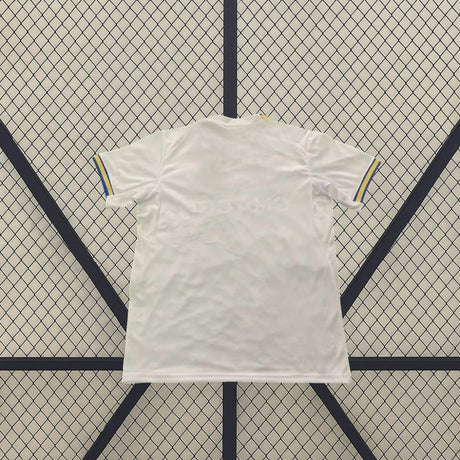 Maglia Marseille 26-27 Home vista trasera blanca con mangas perfiladas en azul y amarillo