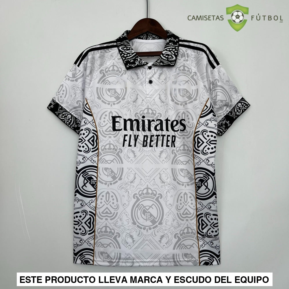 Camiseta Real Madrid 23-24 Edicion Especial Blanco Negro Parche