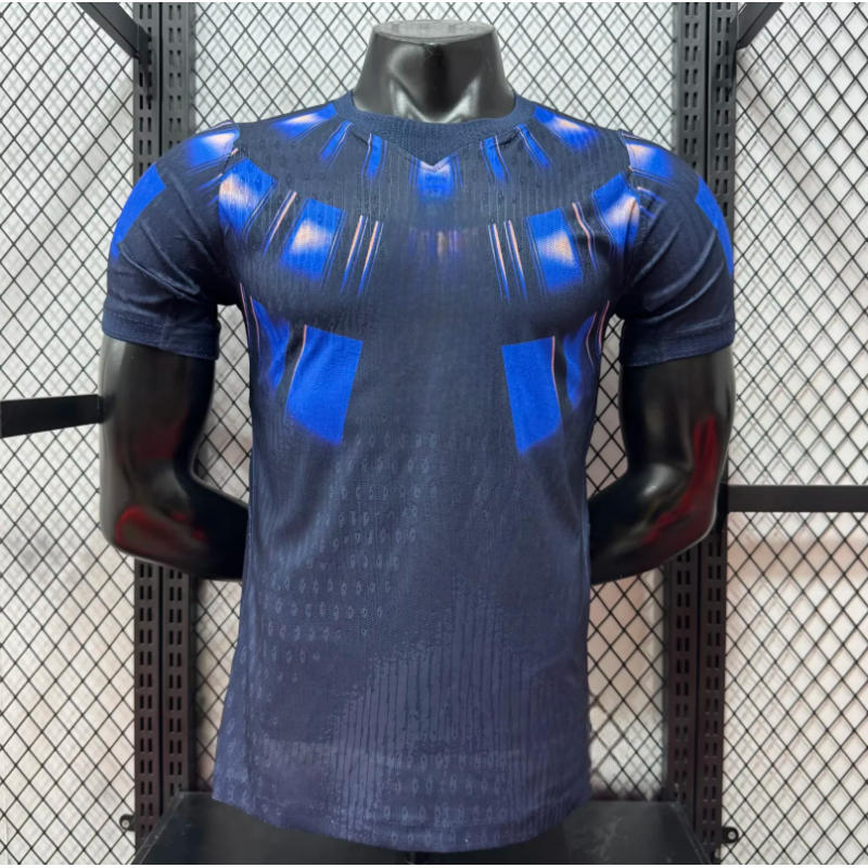 Camiseta Uruguay 26-27 visitante Player Version Mundial 2026 vista frontal en azul oscuro con detalles azules
