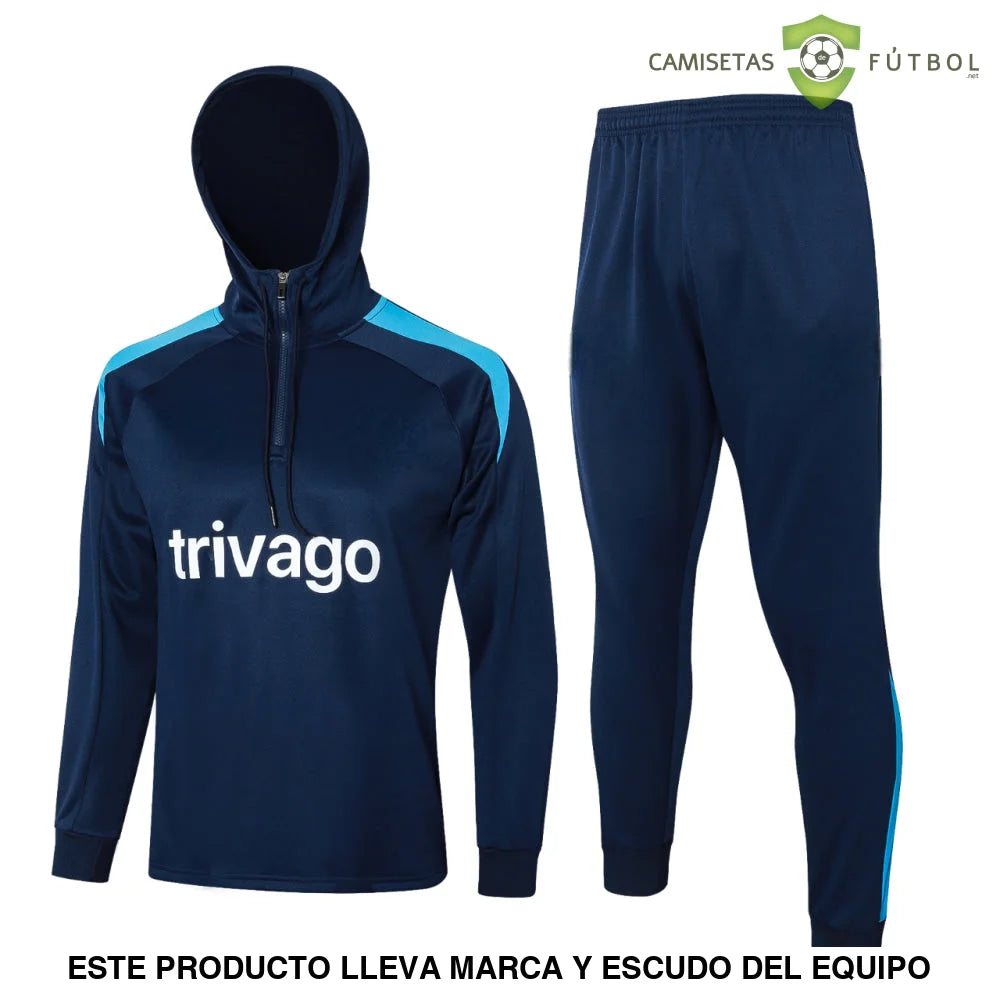 Tuta calcio Chelsea 24-25 mezza zip con cappuccio Modello 2 abbigliamento sportivo