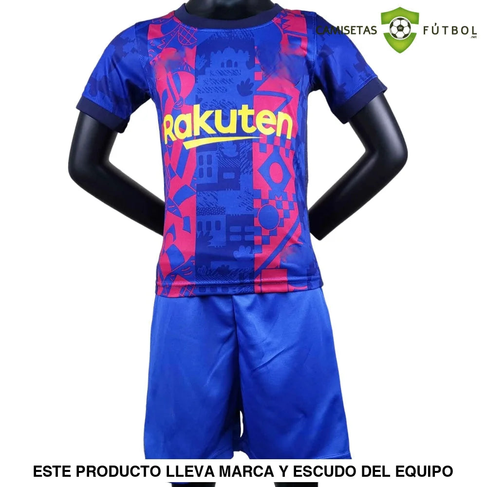 Equipación Barcelona 21-22 Versión Champions Personalizada Niño (Entrega En 24-72 Horas) Parche