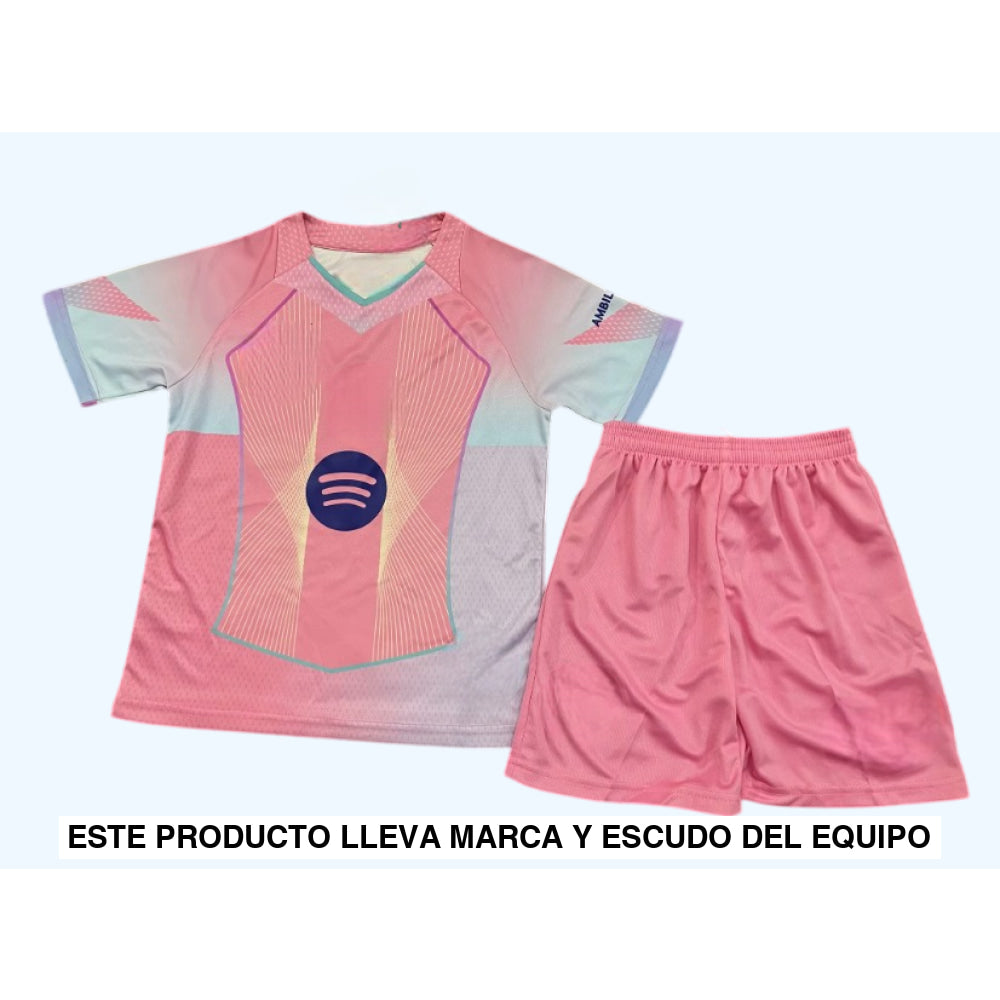 Equipación Barcelona 25-26 Edición especial rosa. Equipación Niño