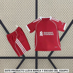 Equipación Liverpool 25 26 Local Niño Equipación Niño