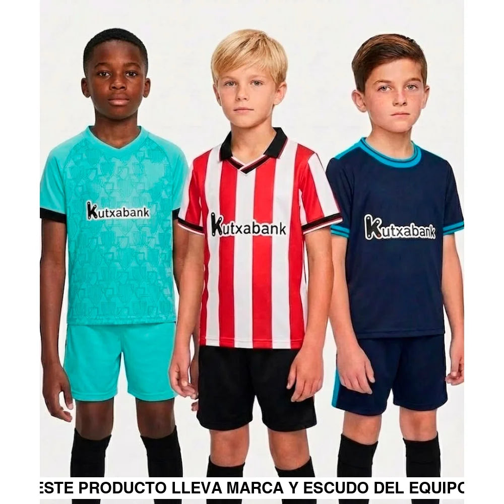 Pack Trío de Equipaciones Athletic de Bilbao Niño 25-26 (Local + Visitante + 3ª) Equipación Niño