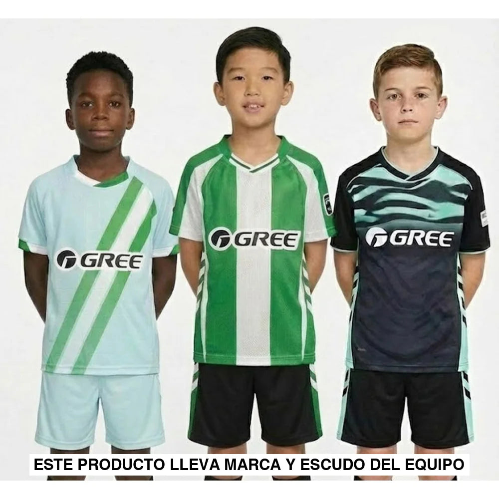 Pack Trío de Equipaciones Real Betis Niño 25-26 (Local + Visitante + 3ª) Equipación Niño
